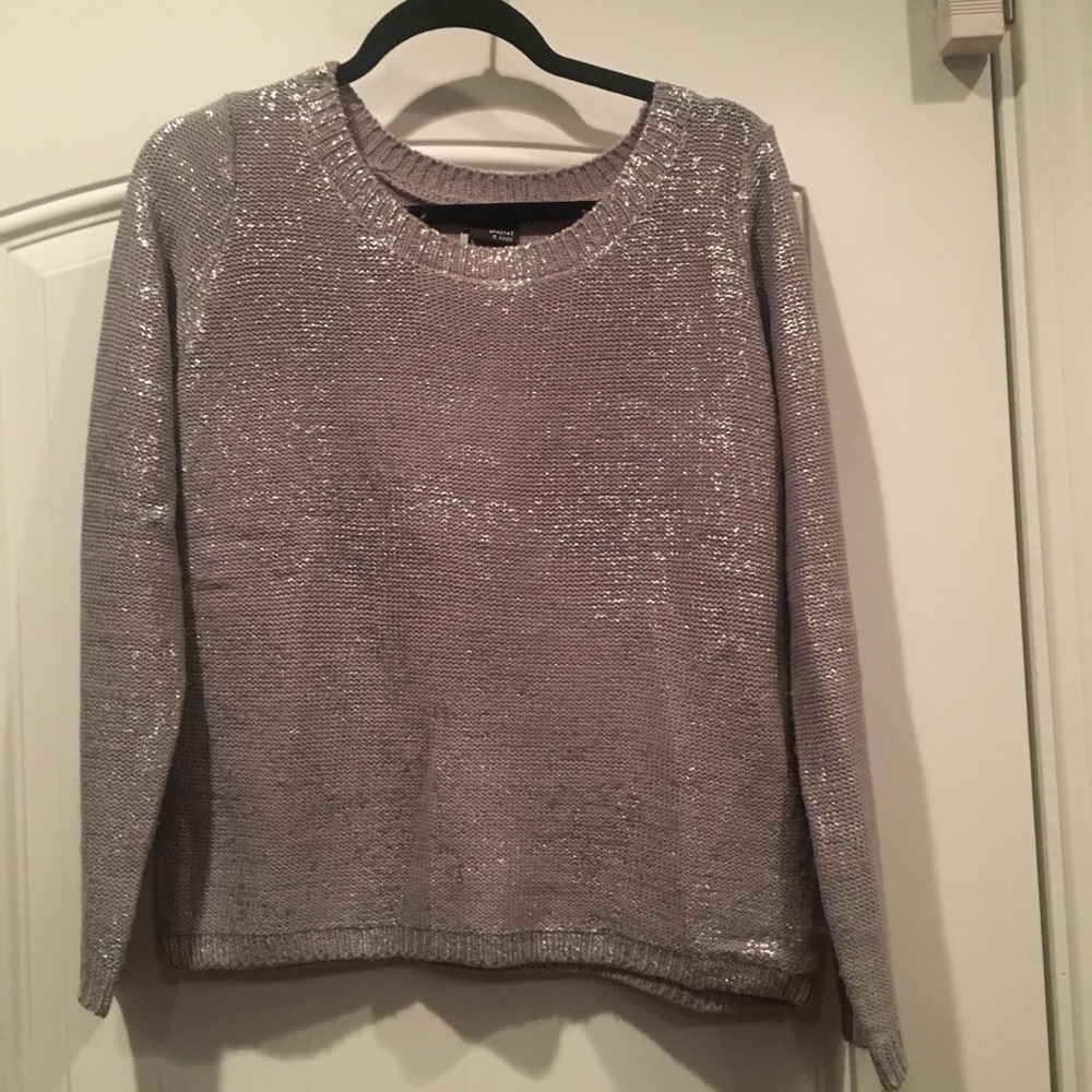 Grey Sweater with Metallic Finish
